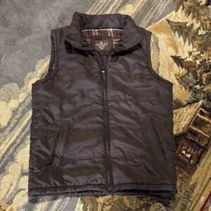 Weather Report Vintage Quilted Vest with Plaid Lining Large